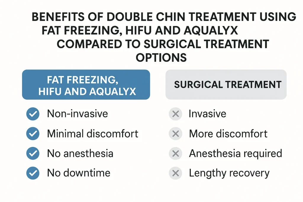 Graphic about the benefits of double chin treatment Weston Super Mare - from LA LIPO