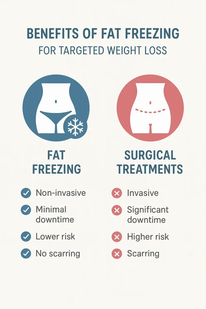graphic showing the benefits of fat freezing Weston Super Mare