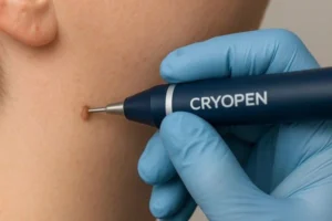 Person receiving skin tag removal Weston Super Mare