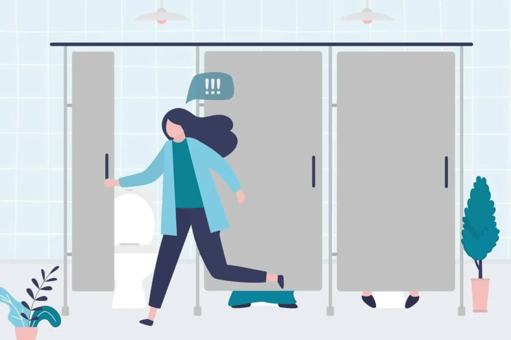 graphic of Urine incontinence Weston Super Mare woman running to the toilet.