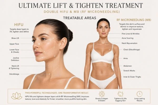 Areas of the body that can be treated - ultimate skin tighten treatment Weston Super Mare